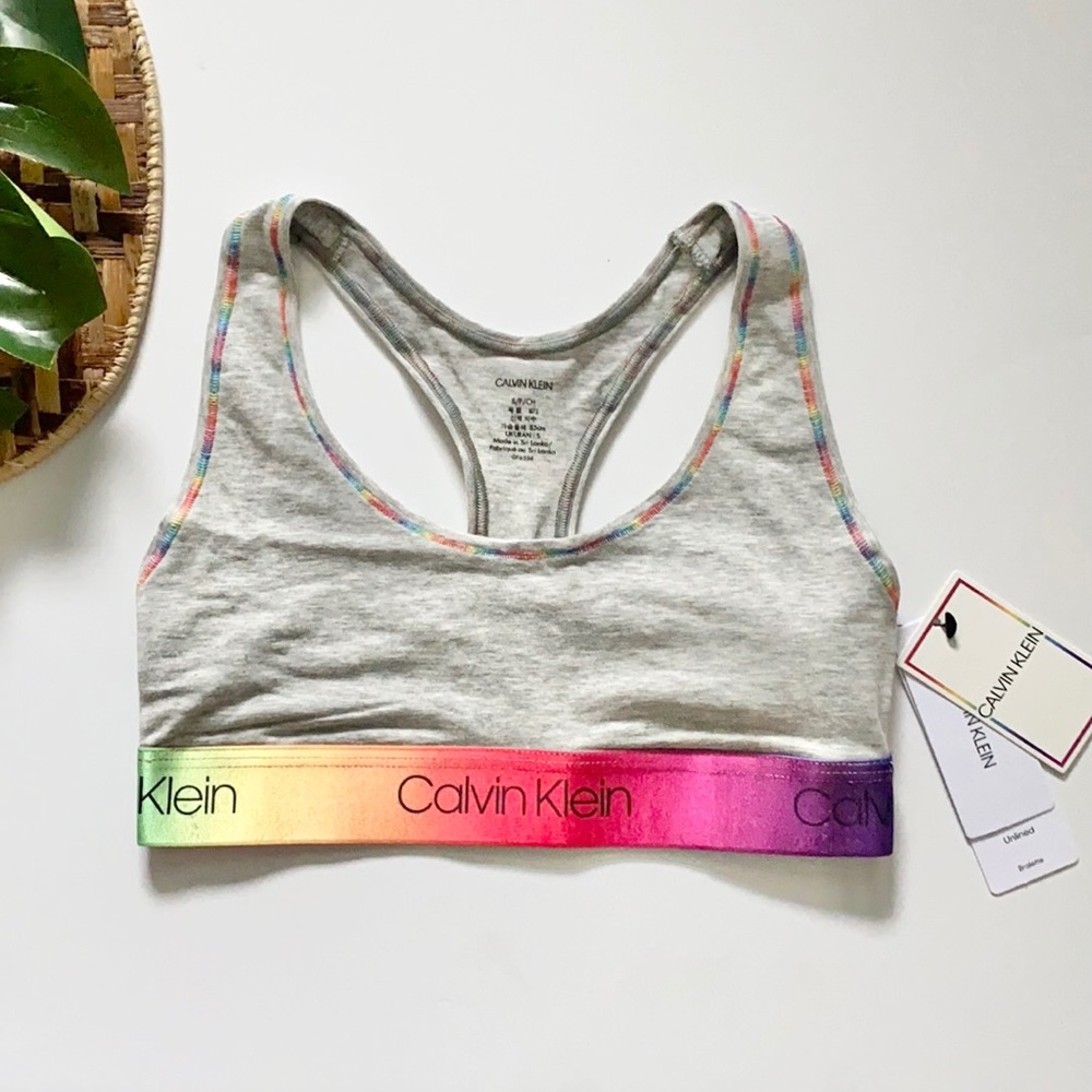 🌈 CK Gray Rainbow Logo Bralette